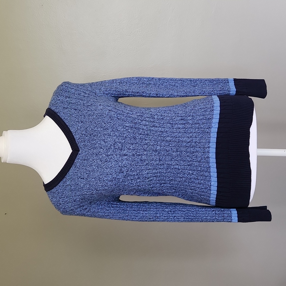 Karen Scott Long Sleeve V Neck Sweater Size Petite Small Blue